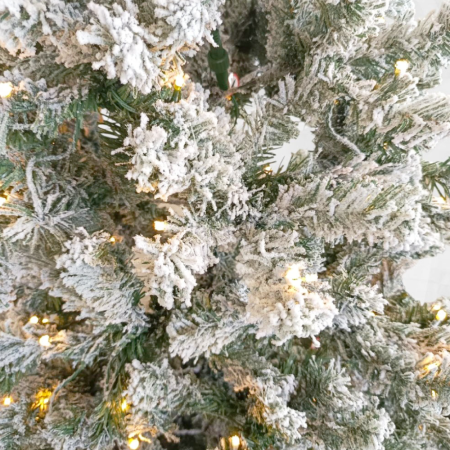 Árbol De Navidad 2,10 Pascua Nevado con Luces Integradas y Base de Armado Fácil