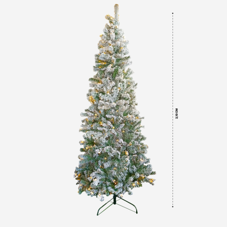 Árbol De Navidad 2,10 Pascua Nevado con Luces Integradas y Base de Armado Fácil