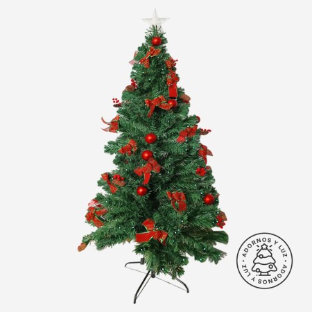 Árbol De Navidad 1,80 Pascua Verde Con Decoración y Luces incorporadas Base de Armado Fácil