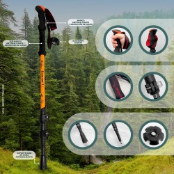 Bastón de Trekking Profesional Plegable | Aluminio Antishock y Empuñadura Ergonómica