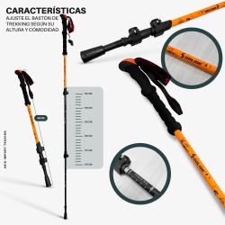 Bastón de Trekking Profesional Plegable | Aluminio Antishock y Empuñadura Ergonómica