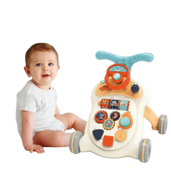 Andador Infantil 4 en 1 con Juegos Didácticos y Volante Musical – Primeros Pasos Seguros