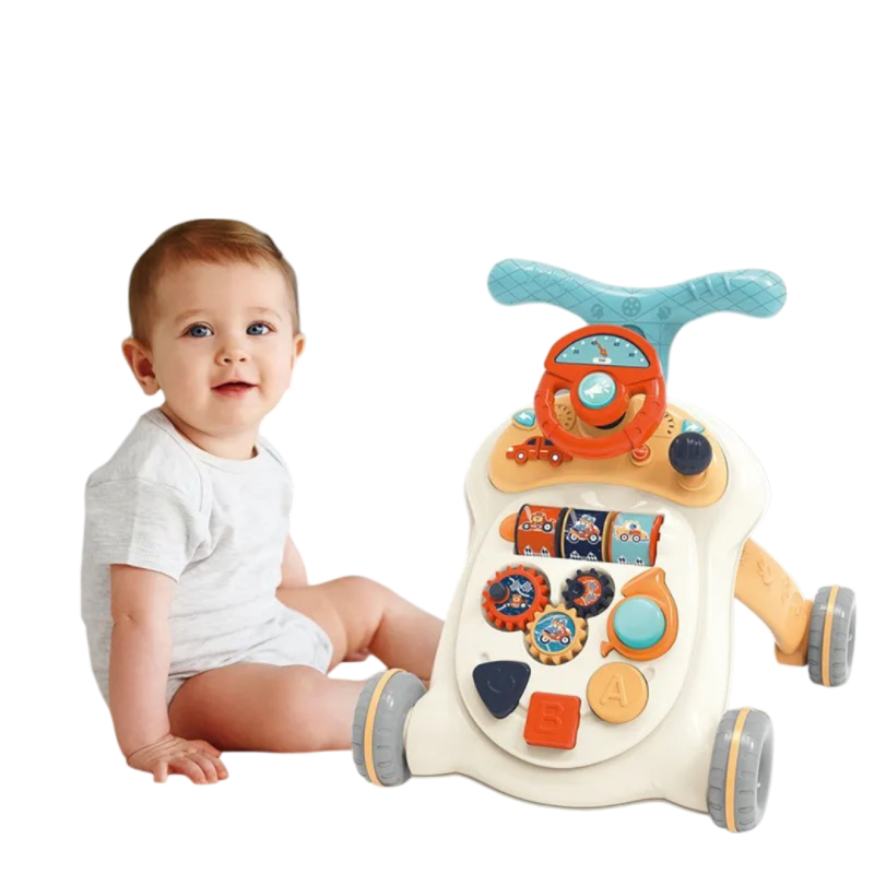 Andador Infantil 4 en 1 con Juegos Didácticos y Volante Musical – Primeros Pasos Seguros