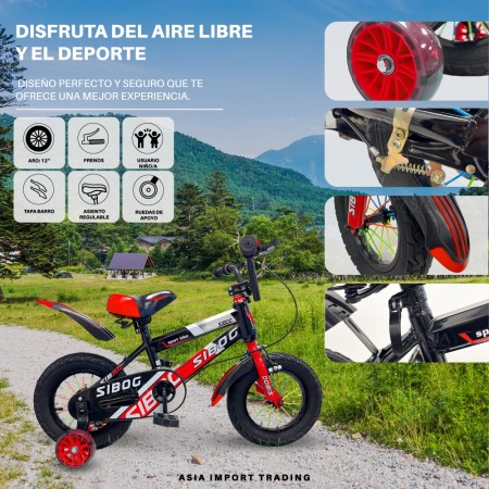 Bicicleta Infantil Aro 12” con Ruedas de Apoyo | SIBOG Deportiva