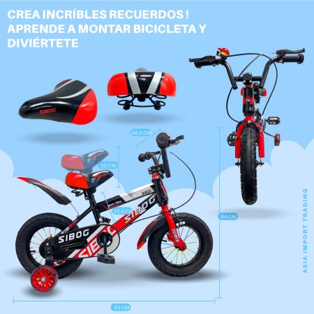 Bicicleta Infantil Aro 12” con Ruedas de Apoyo | SIBOG Deportiva
