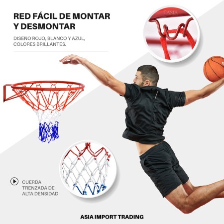 Aro Básquetbol Metálico 45cm con Red Tricolor | PWR Fitness