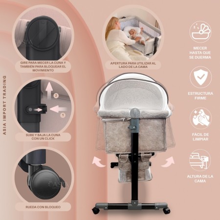Cuna Colecho con Mosquitero y Altura Ajustable | Asia Import
