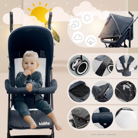 Coche de Paseo Plegable Kidstar | Ligero, Reclinable y Compacto