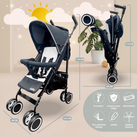 Coche de Paseo Plegable Kidstar | Ligero, Reclinable y Compacto