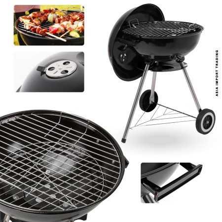 Parrilla a Carbón con Tapa y Ruedas | Ideal para Asados al Aire Libre