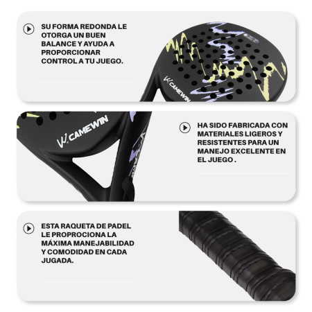 Pala de Padel 4018 Negra con Lila