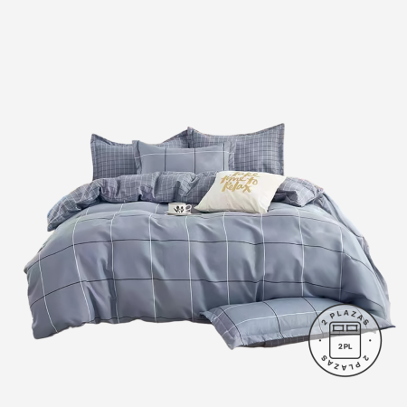 Set Ropa De Cama Sabana + Funda Plumón 2Pl 4Pcs Mod. Ms-002