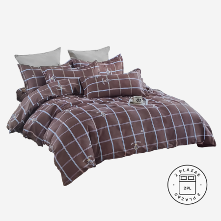 Set Ropa De Cama Sabana + Funda Plumón 2Pl 4Pcs Mod. Ms-010